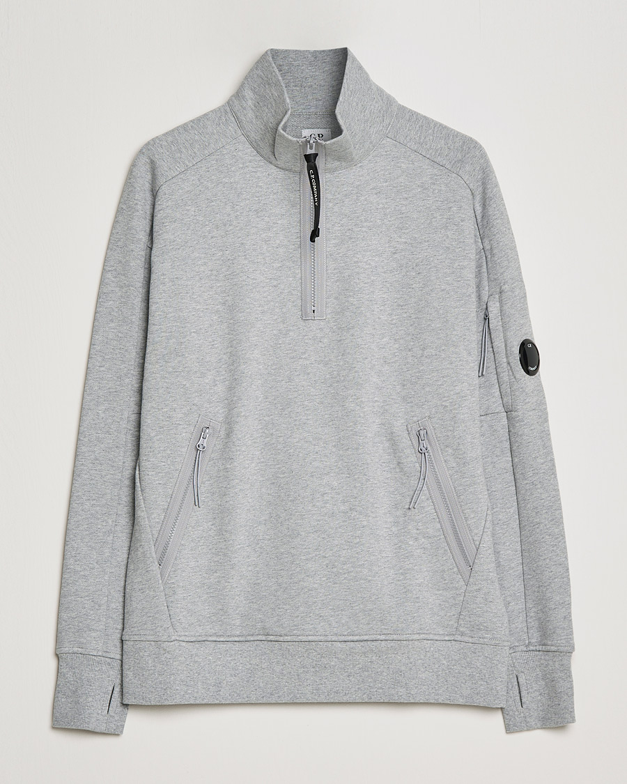 Homme | Pulls Et Tricots | C.P. Company | Diagonal Raised Fleece Half Zip Lens Sweatshirt Grey Mel