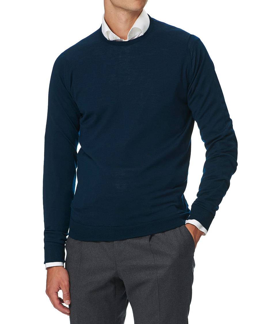 Homme | Pulls Et Tricots | John Smedley | Lundy Extra Fine Merino Crew Neck Orion Green