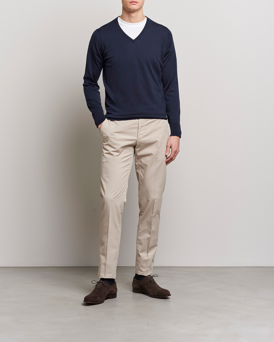 Homme | Pulls Et Tricots | John Smedley | Bobby Extra Fine Merino V-Neck Pullover Midnight