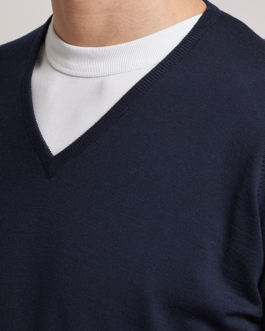 Homme | Pulls Et Tricots | John Smedley | Bobby Extra Fine Merino V-Neck Pullover Midnight