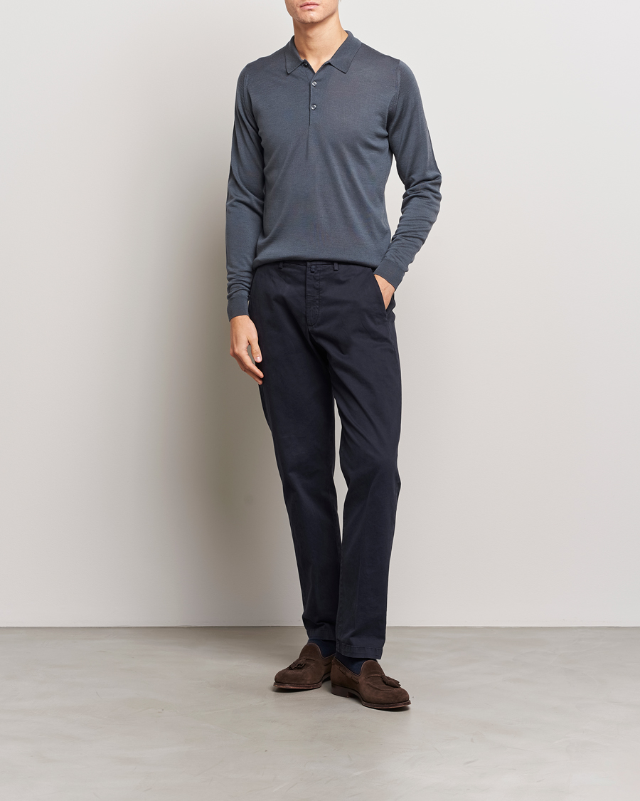 Homme | Pulls Et Tricots | John Smedley | Belper Extra Fine Merino Polo Pullover Slate Grey