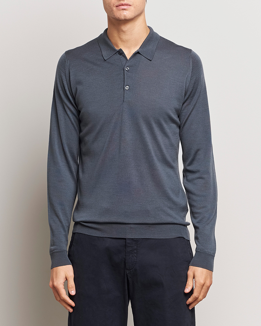 Homme | Vêtements | John Smedley | Belper Extra Fine Merino Polo Pullover Slate Grey