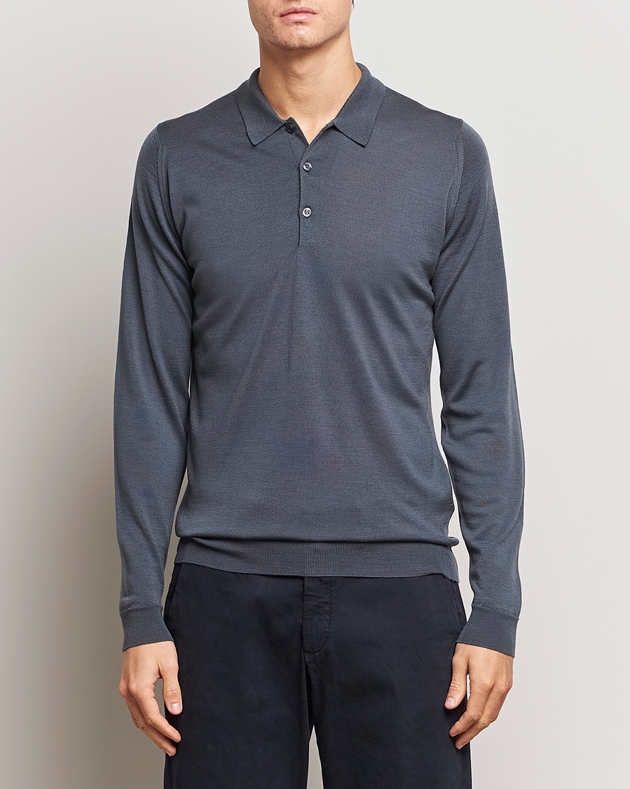 Homme | Pulls Et Tricots | John Smedley | Belper Extra Fine Merino Polo Pullover Slate Grey
