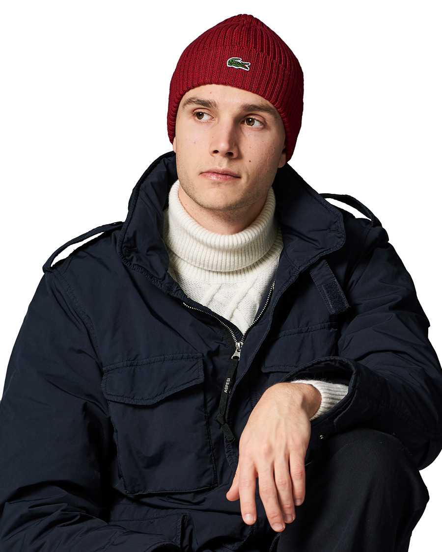 Homme | Lacoste Knitted Beanie Bordeaux | Lacoste | Knitted Beanie Bordeaux