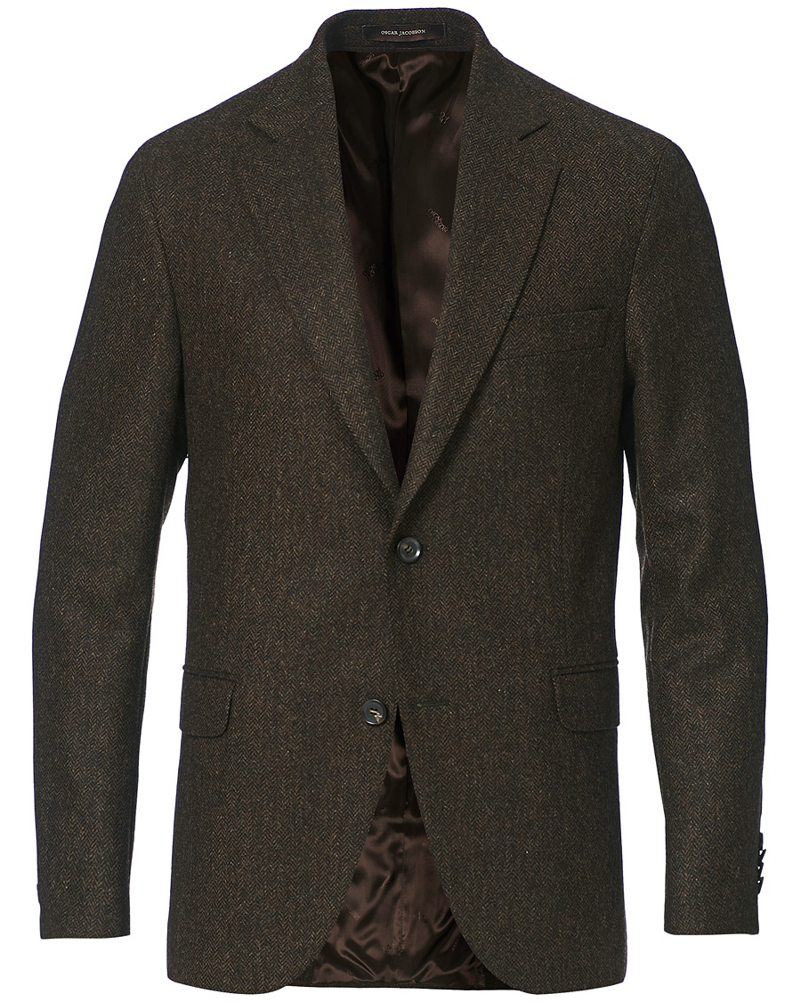 Homme | Blazers | Oscar Jacobson | Fogerty Moon Herringbone Tweed Blazer Brown