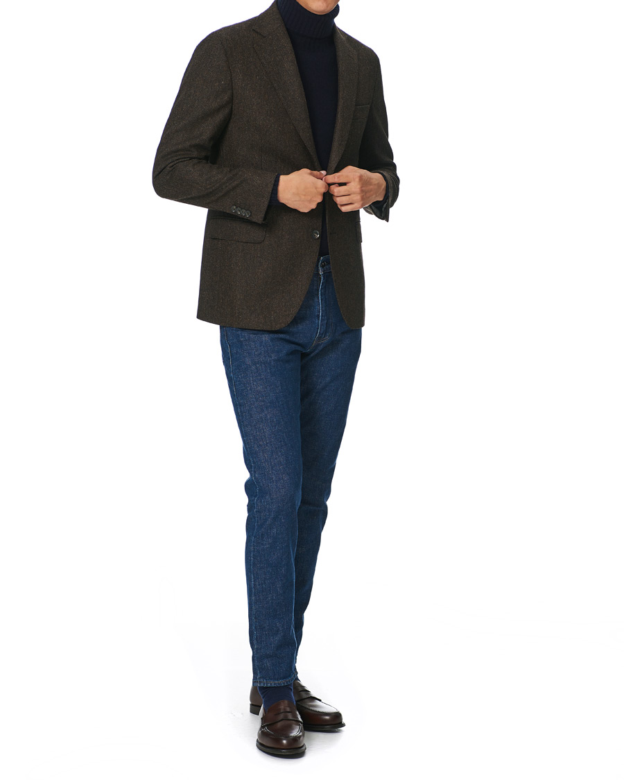 Homme | Blazers | Oscar Jacobson | Fogerty Moon Herringbone Tweed Blazer Brown