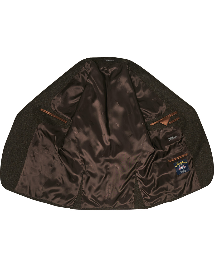 Homme | Blazers | Oscar Jacobson | Fogerty Moon Herringbone Tweed Blazer Brown