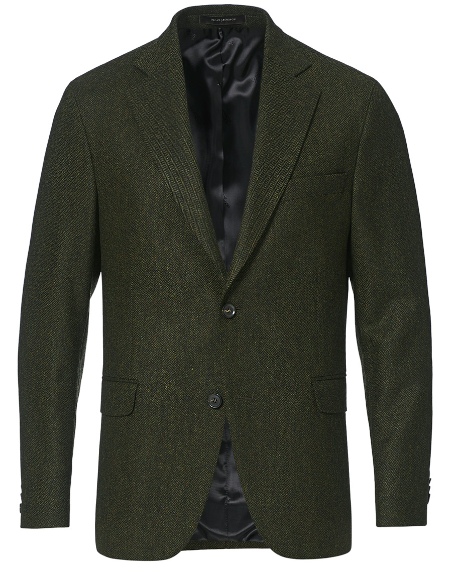 Homme | Blazers | Oscar Jacobson | Fogerty Moon Herringbone Tweed Blazer Green