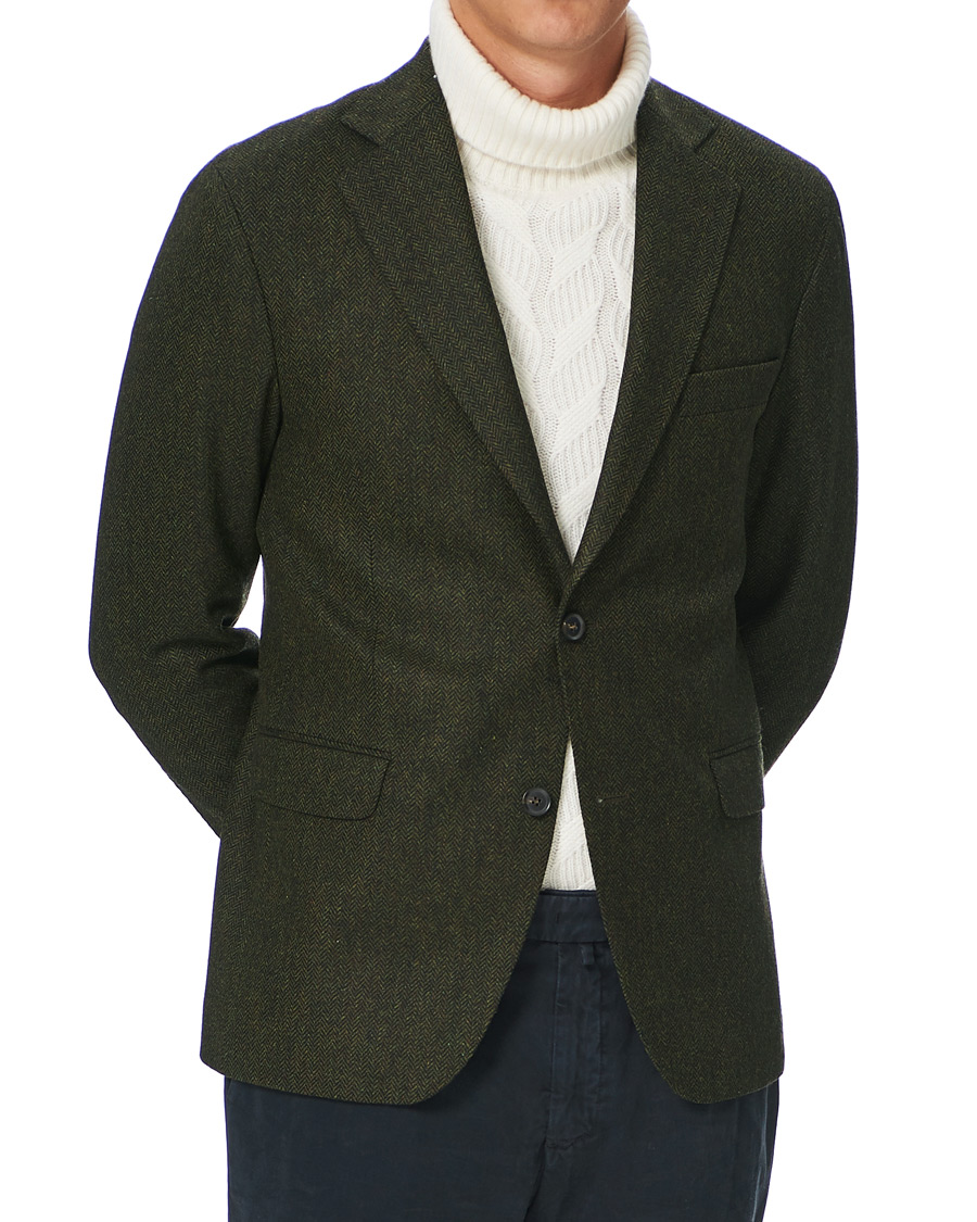 Homme | Blazers | Oscar Jacobson | Fogerty Moon Herringbone Tweed Blazer Green