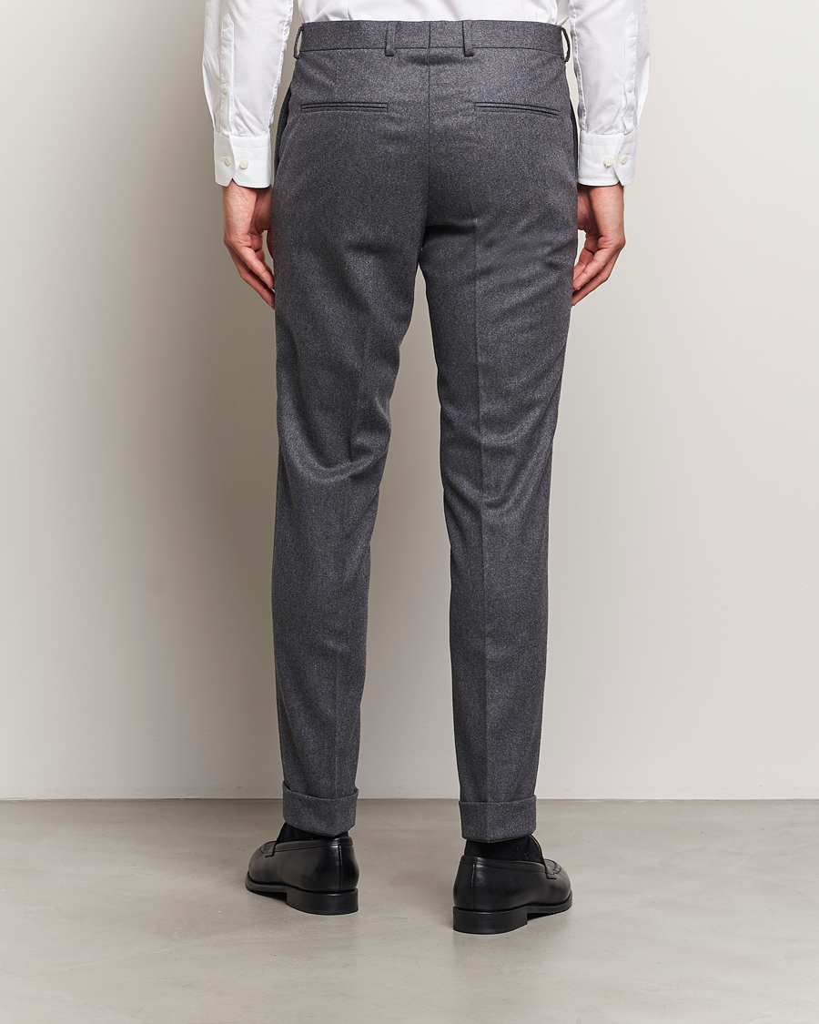Homme | Pantalons | Oscar Jacobson | Denz Turn Up Flannel Trousers Grey Melange
