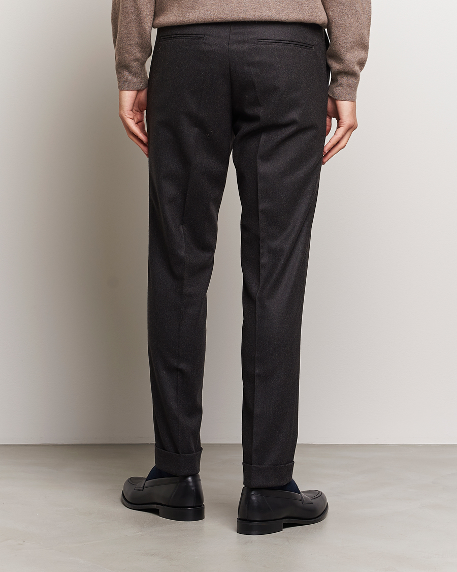 Homme | Pantalons | Oscar Jacobson | Denz Turn Up Flannel Trousers Brown Melange