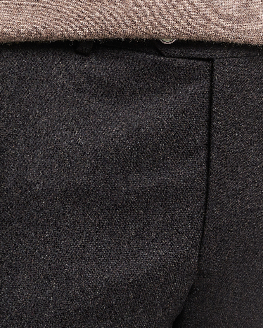 Homme | Pantalons | Oscar Jacobson | Denz Turn Up Flannel Trousers Brown Melange