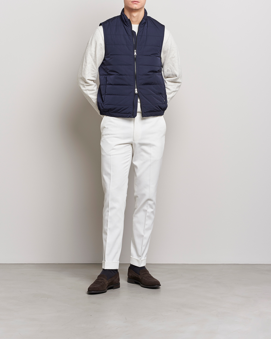 Homme | Pantalons | Oscar Jacobson | Denz Brushed Cotton Turn Up Trousers Off White