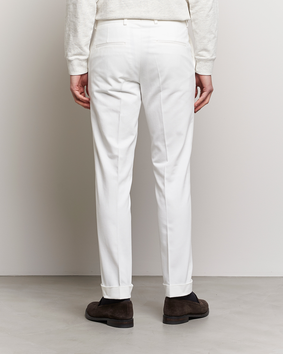 Homme | Pantalons | Oscar Jacobson | Denz Brushed Cotton Turn Up Trousers Off White