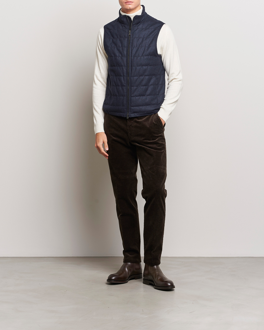 Homme | Manteaux Et Vestes | Oscar Jacobson | Liner EVO Flannel Waistcoat Navy