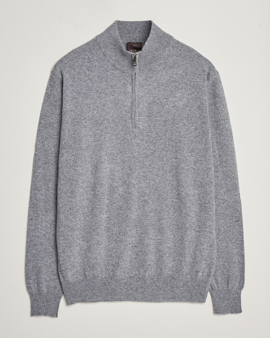 Homme | Pulls Et Tricots | Oscar Jacobson | Patton Wool/Cashmere Half Zip Grey Melange