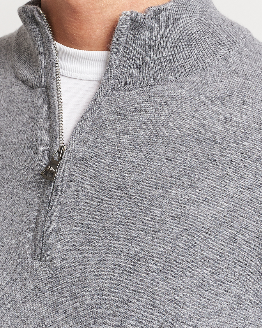 Homme | Pulls Et Tricots | Oscar Jacobson | Patton Wool/Cashmere Half Zip Grey Melange