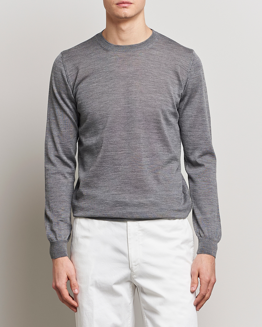 Homme | Pulls Et Tricots | Oscar Jacobson | Custer Extra Fine Merino Crew Neck Grey