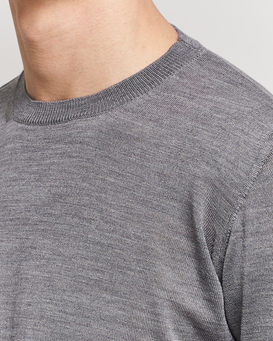 Homme | Pulls Et Tricots | Oscar Jacobson | Custer Extra Fine Merino Crew Neck Grey
