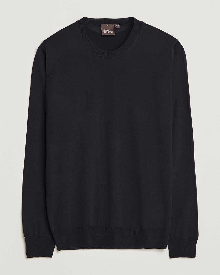 Homme | Pulls Et Tricots | Oscar Jacobson | Custer Extra Fine Merino Crew Neck Navy
