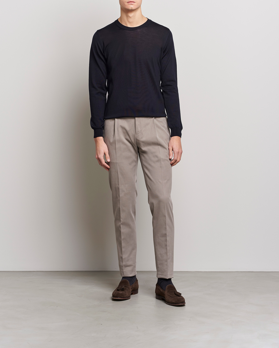 Homme | Pulls Et Tricots | Oscar Jacobson | Custer Extra Fine Merino Crew Neck Navy