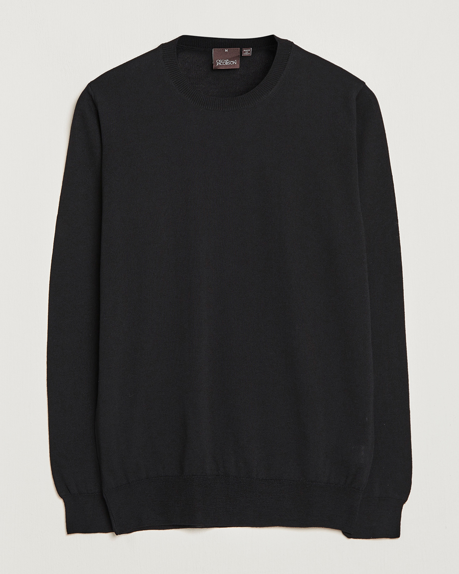 Homme | Pulls Et Tricots | Oscar Jacobson | Custer Extra Fine Merino Crew Neck Black