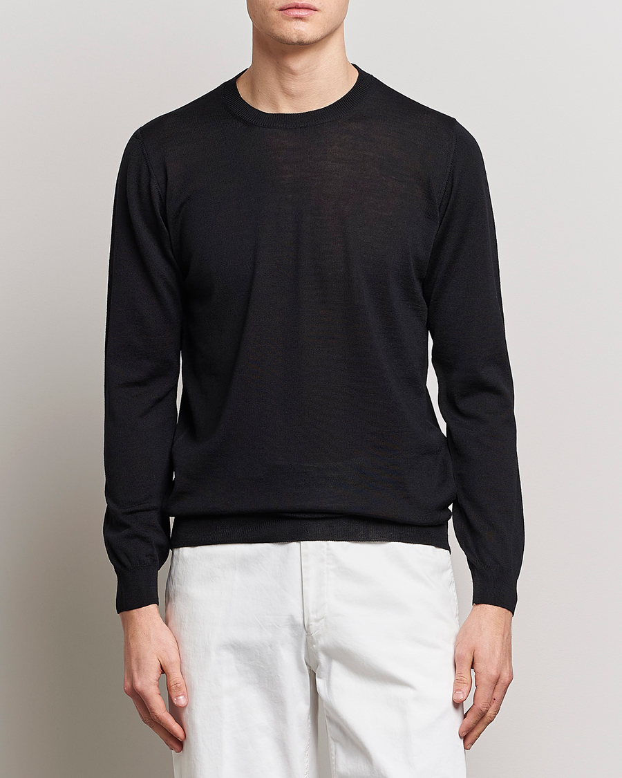 Homme | Pulls Et Tricots | Oscar Jacobson | Custer Extra Fine Merino Crew Neck Black