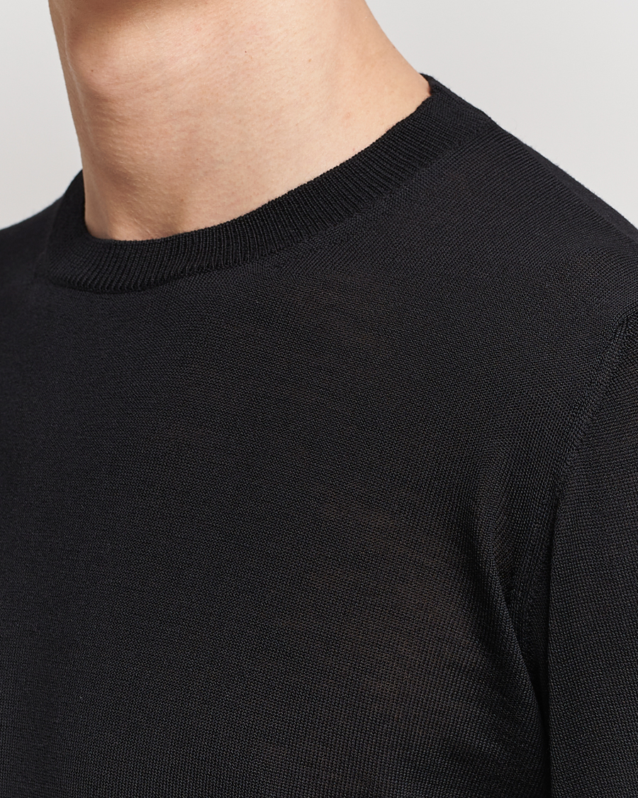 Homme | Pulls Et Tricots | Oscar Jacobson | Custer Extra Fine Merino Crew Neck Black