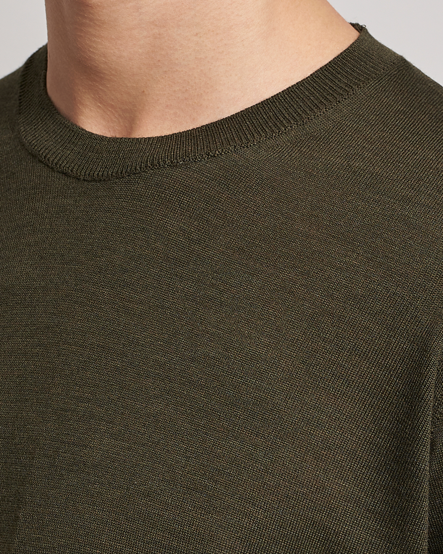 Homme | Pulls Et Tricots | Oscar Jacobson | Custer Extra Fine Merino Crew Neck Green