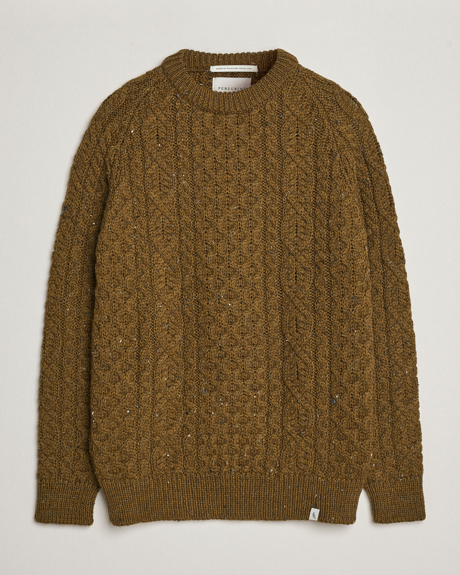 Homme | Pulls Et Tricots | Peregrine | Hudson Wool Aran Knitted Jumper Khaki