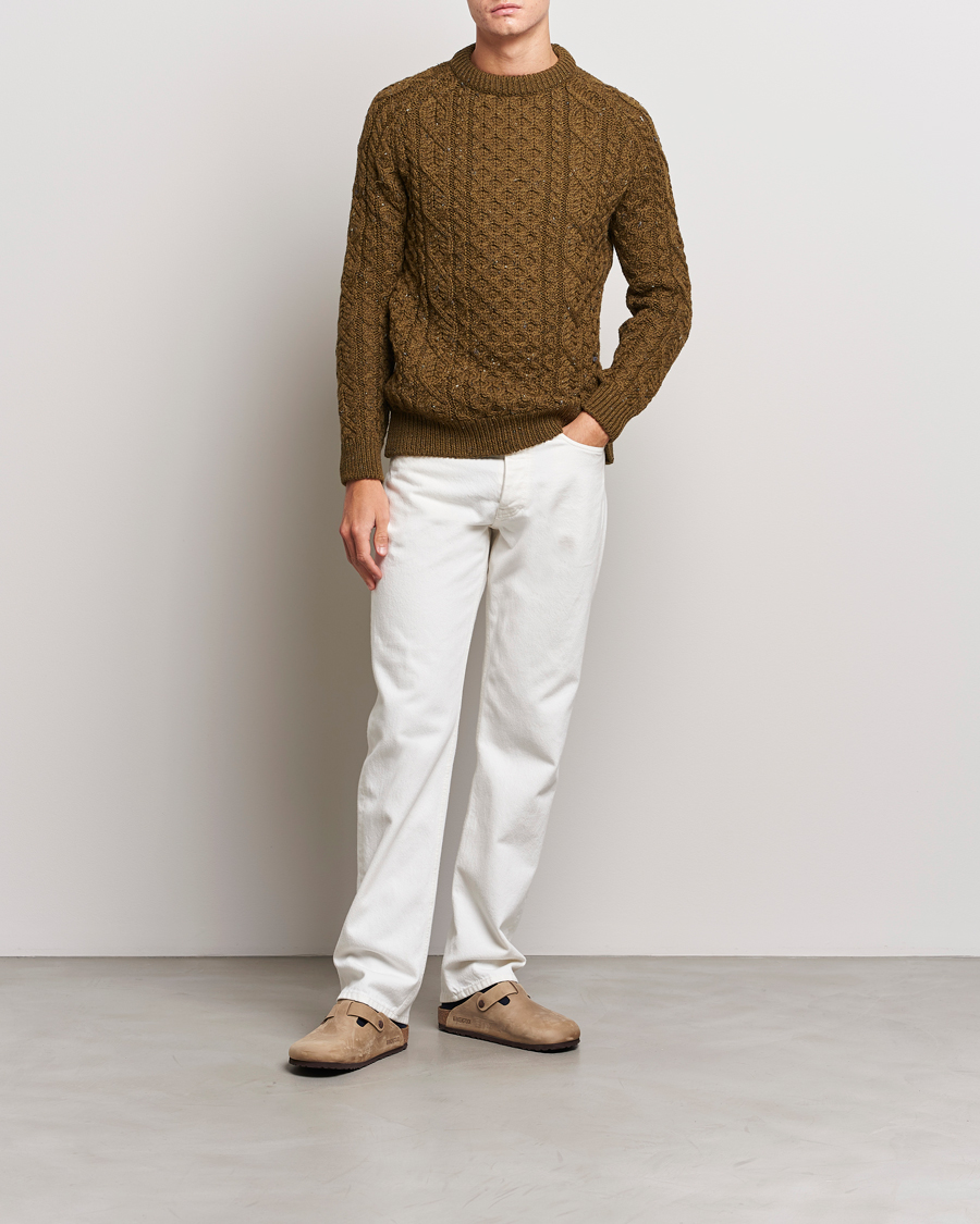Homme | Pulls Et Tricots | Peregrine | Hudson Wool Aran Knitted Jumper Khaki