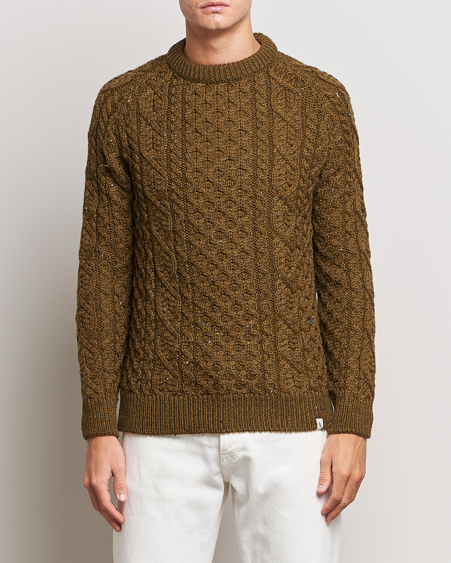 Homme | Pulls Et Tricots | Peregrine | Hudson Wool Aran Knitted Jumper Khaki