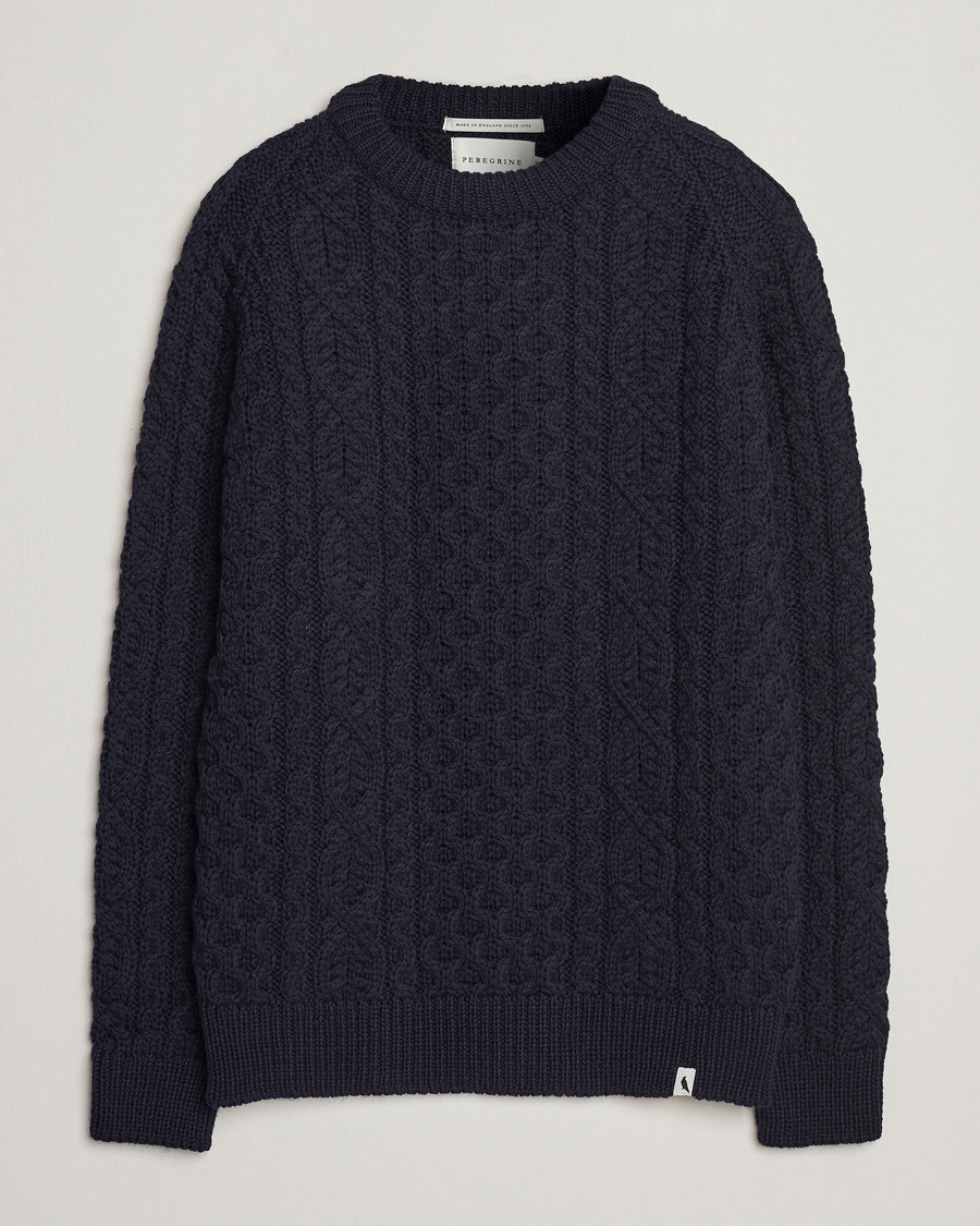 Homme | Pulls Et Tricots | Peregrine | Hudson Wool Aran Knitted Jumper Navy