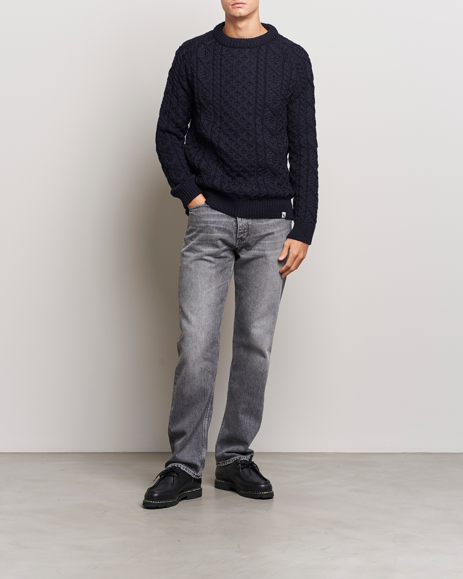 Homme | Pulls Et Tricots | Peregrine | Hudson Wool Aran Knitted Jumper Navy