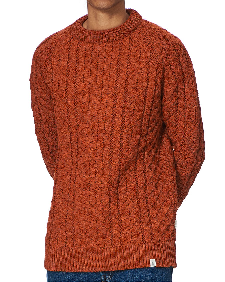 Homme | Pulls Et Tricots | Peregrine | Hudson Wool Aran Knitted Jumper Orange