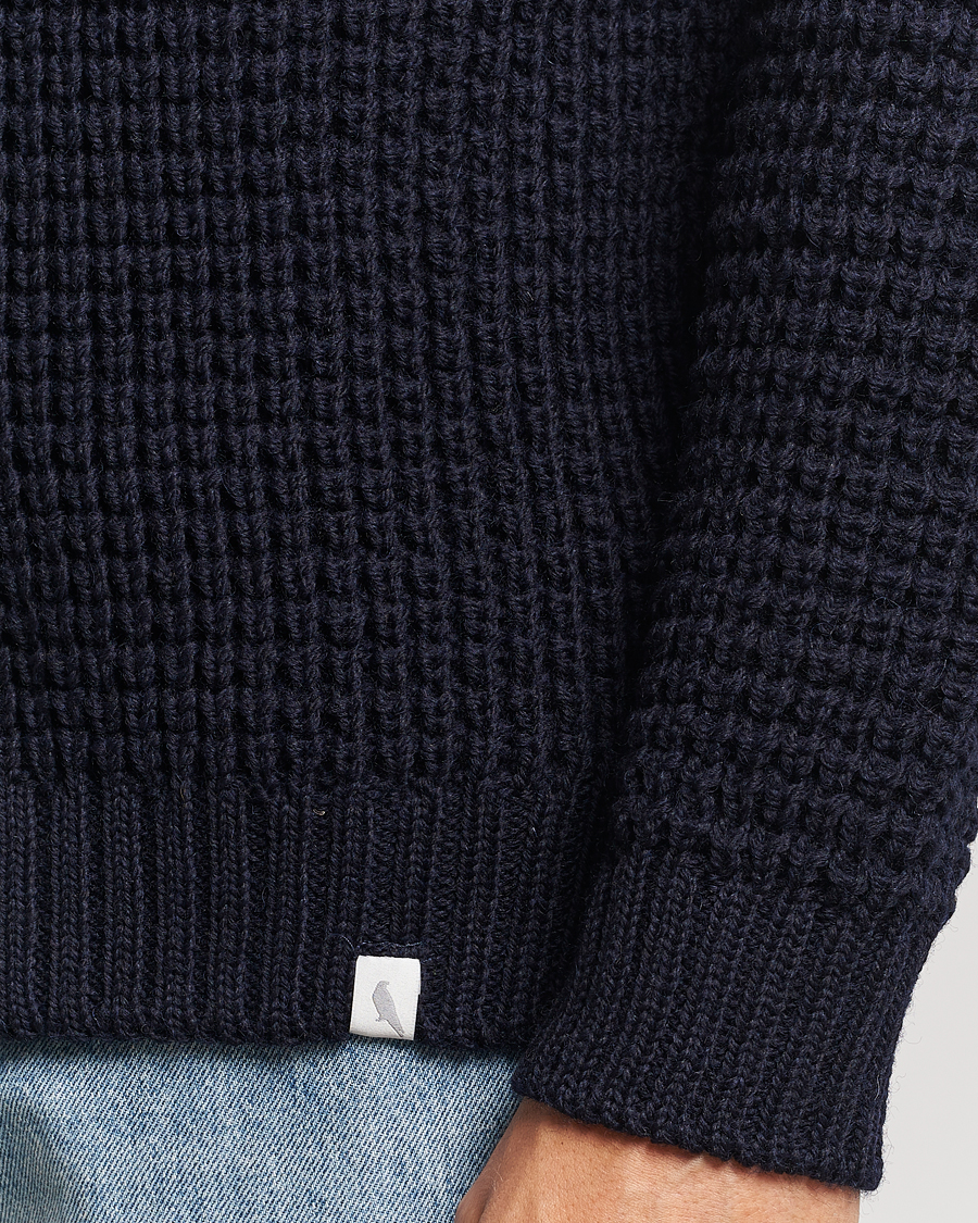 Homme | Pulls Et Tricots | Peregrine | Waffle Wool Shawl Cardigan Navy