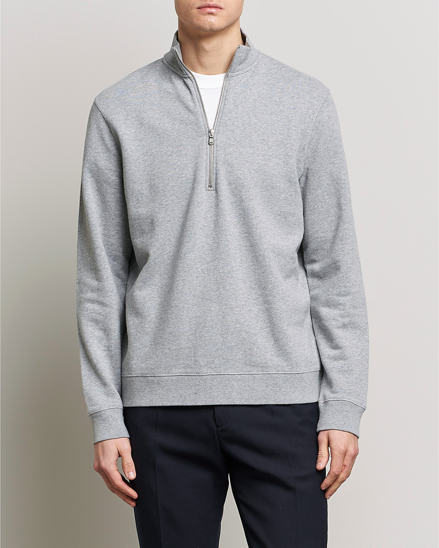 Homme | Sweat-shirts Gris | Sunspel | Loopback Half Zip Sweatshirt Grey Melange