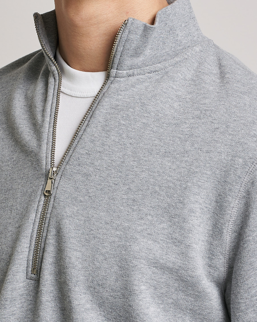 Homme | Pulls Et Tricots | Sunspel | Loopback Half Zip Grey Melange