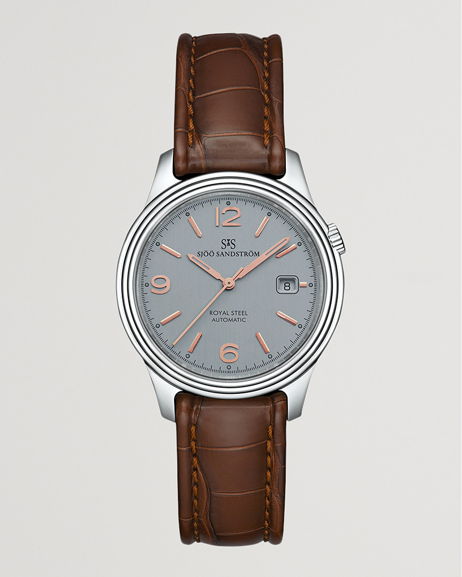 Homme | Sjöö Sandström Royal Steel Classic 41mm Grey and Brown Alligator | Sjöö Sandström | Royal Steel Classic 41mm Grey and Brown Alligator