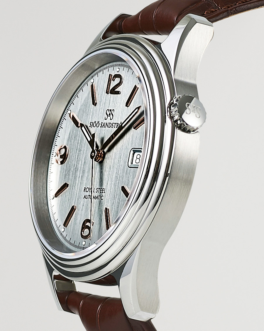 Homme | Sjöö Sandström Royal Steel Classic 41mm Grey and Brown Alligator | Sjöö Sandström | Royal Steel Classic 41mm Grey and Brown Alligator