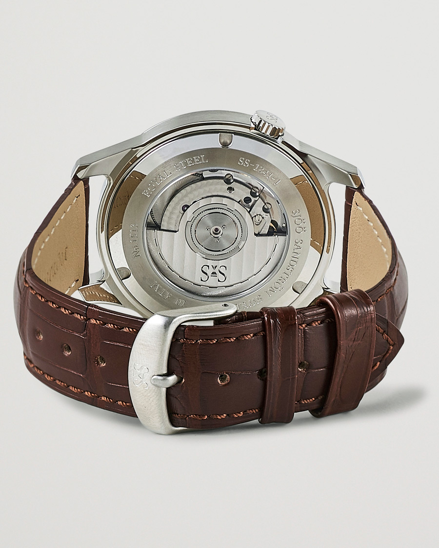 Homme | Sjöö Sandström Royal Steel Classic 41mm Grey and Brown Alligator | Sjöö Sandström | Royal Steel Classic 41mm Grey and Brown Alligator