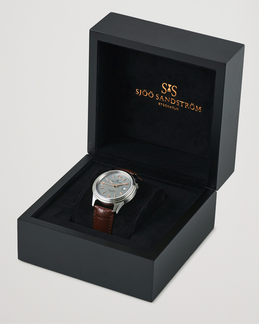 Homme | Sjöö Sandström Royal Steel Classic 41mm Grey and Brown Alligator | Sjöö Sandström | Royal Steel Classic 41mm Grey and Brown Alligator