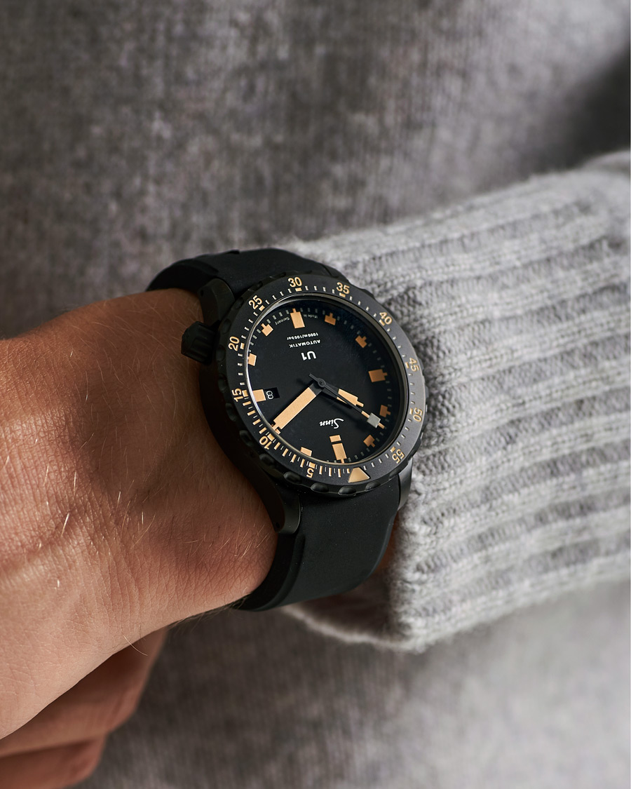 Homme | Fine watches | Sinn | U1 Black Hard Coating Diving Watch 44mm Black/Ivory