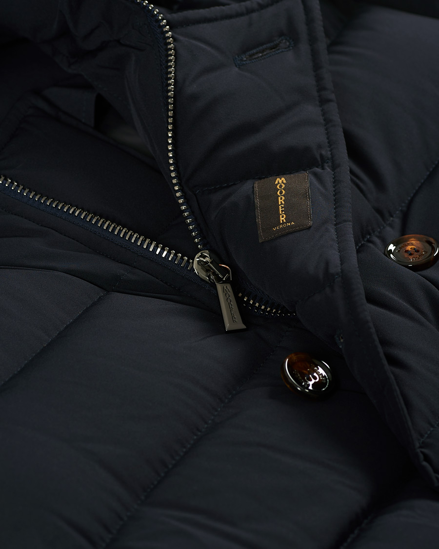 Homme | Manteaux Et Vestes | MooRER | Double Breasted Stretch Nylon Hood Coat Navy