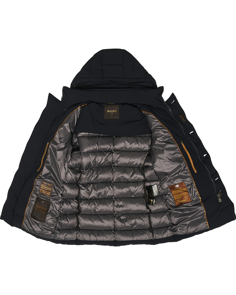 Homme | Manteaux Et Vestes | MooRER | Double Breasted Stretch Nylon Hood Coat Navy