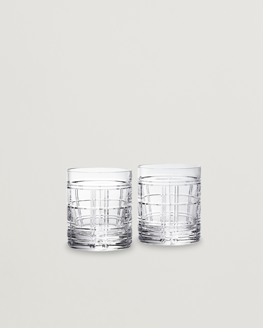 Homme | Pour La Maison | Ralph Lauren Home | Hudson Plaid Crystal Glass 2pcs Clear