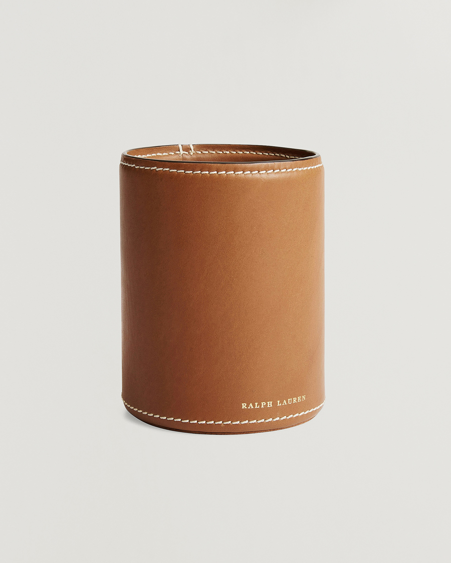 Homme | Ralph Lauren Home Brennan Leather Pencil Cup Saddle Brown | Ralph Lauren Home | Brennan Leather Pencil Cup Saddle Brown