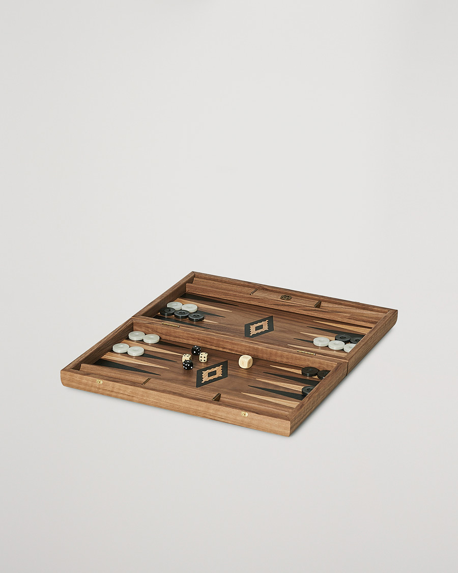 Homme | Jeux | Manopoulos | American Walnut Backgammon With Side Racks