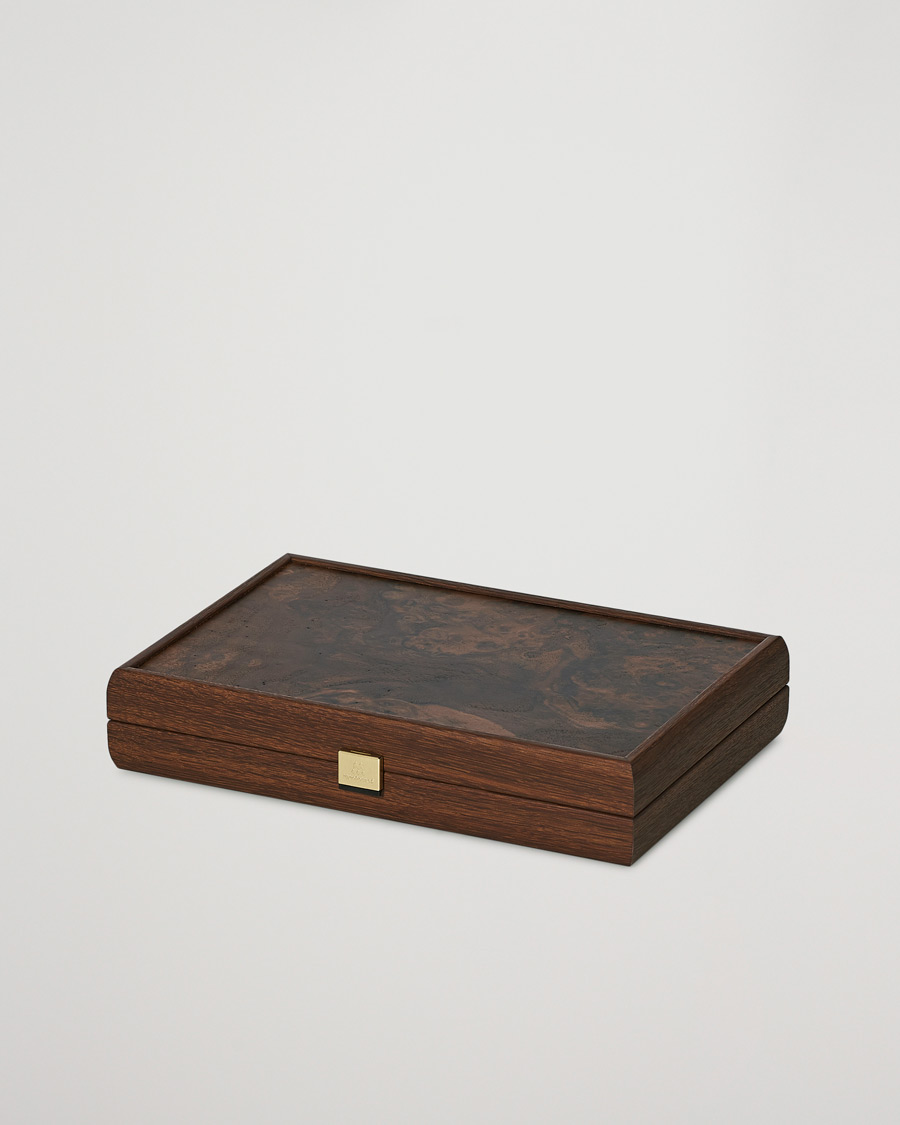 Homme |  | Manopoulos | Natural Burl Small Backgammon With Side Racks