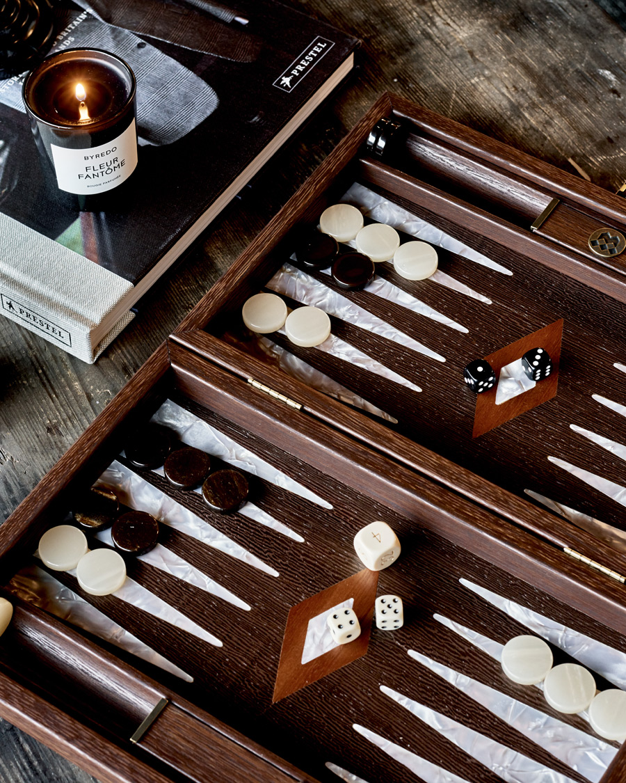 Homme | Idées de cadeaux de Noël | Manopoulos | Natural Burl Small Backgammon With Side Racks